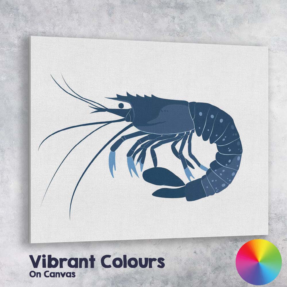 Detailed Blue Lobster Seafood Marine Life Illustration Canvas Wall Art Print Decor Picture Ready to Hang