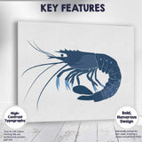 Detailed Blue Lobster Seafood Marine Life Illustration Canvas Wall Art Print Decor Picture Ready to Hang