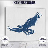 Soaring Eagle Bird of Prey Silhouette Illustration Canvas Wall Art Print Decor Picture Ready to Hang