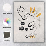 Minimalist Playful Ginger Cat Line Drawing Illustration Canvas Wall Art Print Decor Picture Ready to Hang