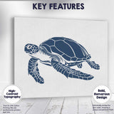 Blue Sea Turtle Marine Wildlife Illustration Canvas Wall Art Print Decor Picture Ready to Hang