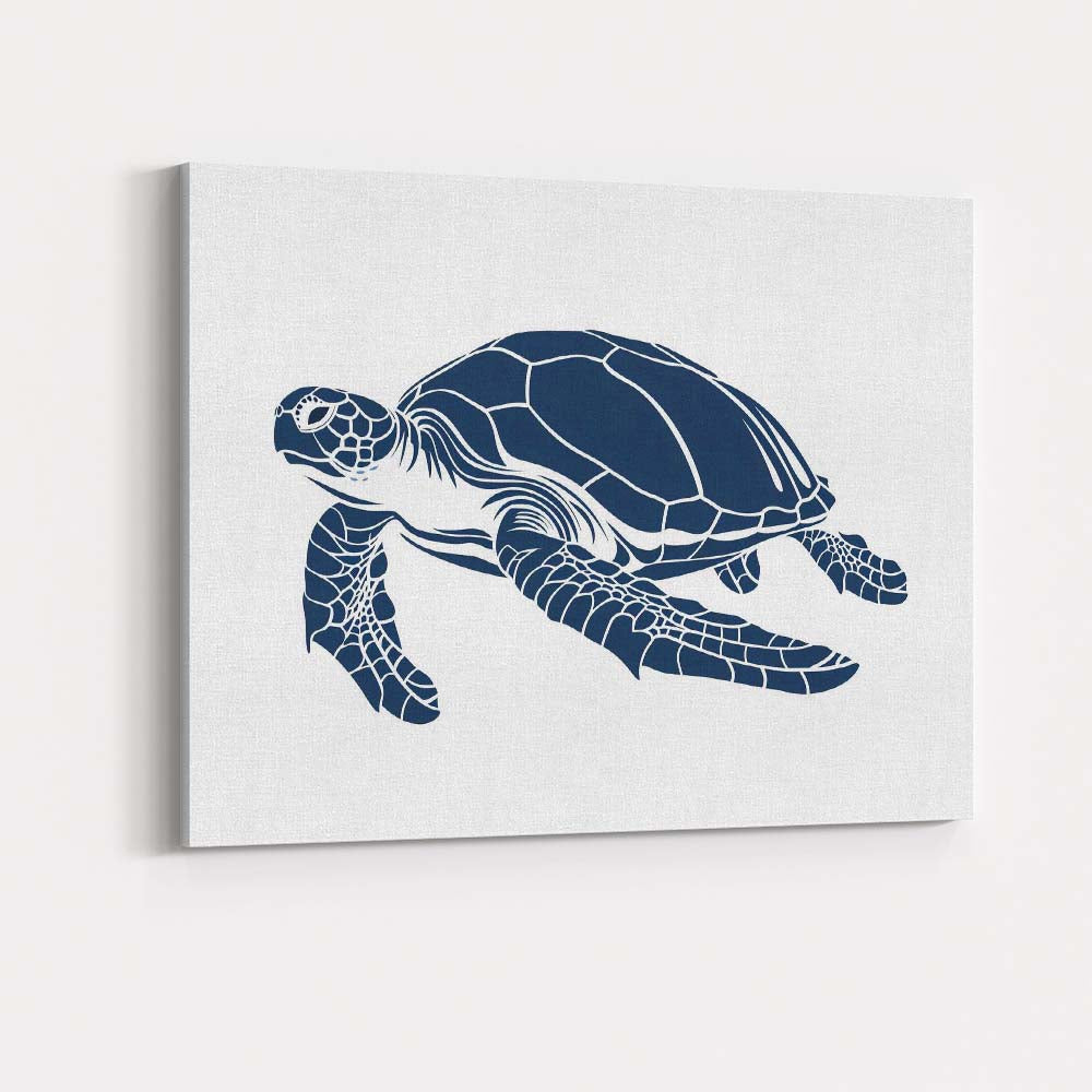 Elegant Swimming Sea Turtle Ocean Illustration Canvas Wall Art Print Decor Picture Ready to Hang