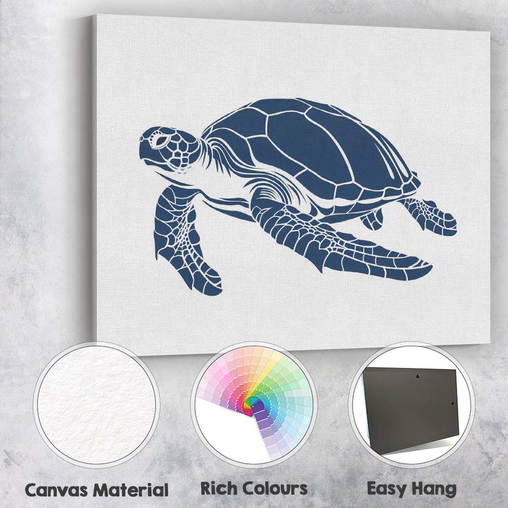Elegant Swimming Sea Turtle Ocean Illustration Canvas Wall Art Print Decor Picture Ready to Hang