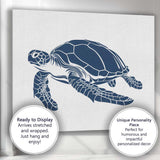 Elegant Swimming Sea Turtle Ocean Illustration Canvas Wall Art Print Decor Picture Ready to Hang