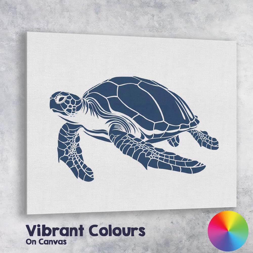Elegant Swimming Sea Turtle Ocean Illustration Canvas Wall Art Print Decor Picture Ready to Hang