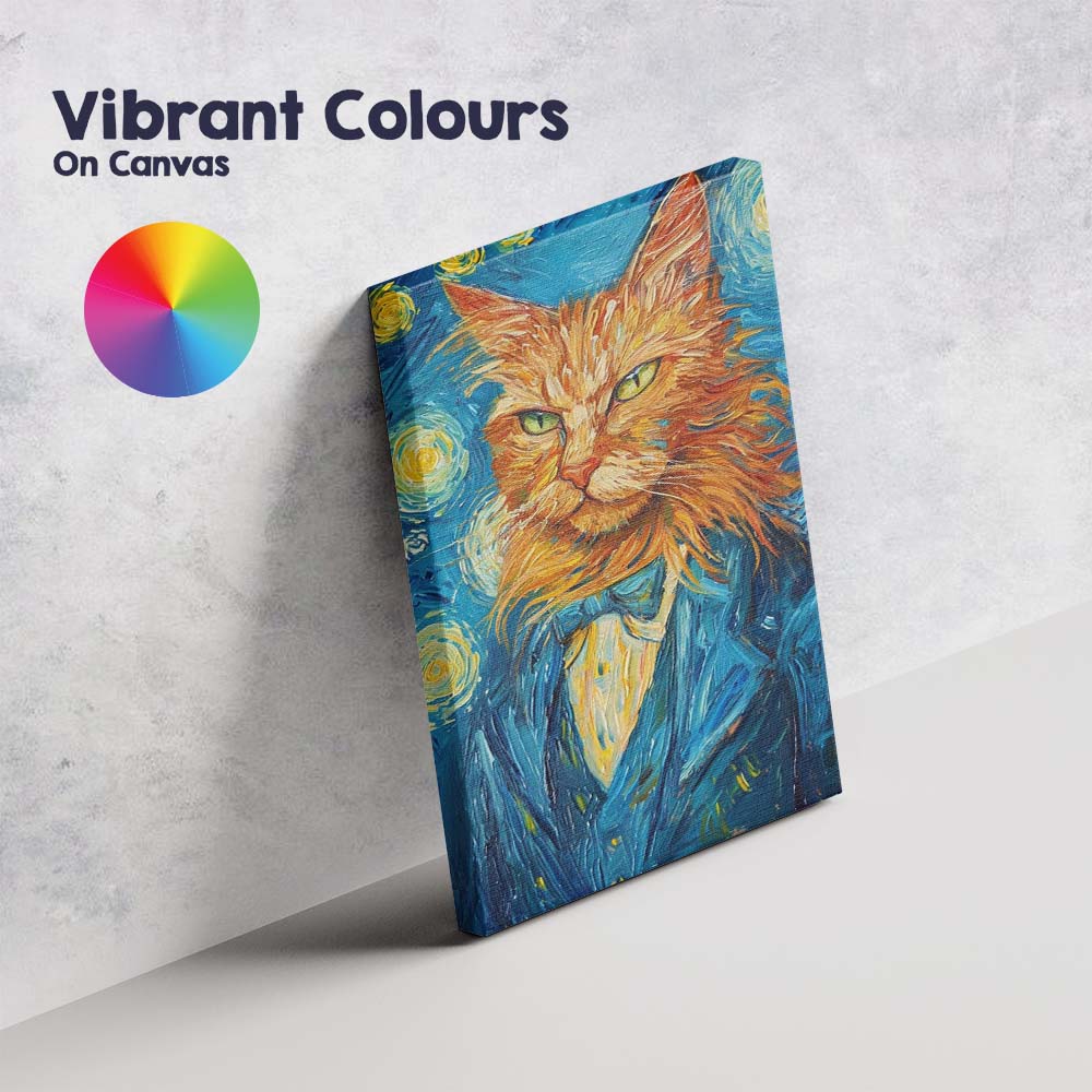 Van Gogh Style Ginger Cat Portrait Colourful Expressionist Painting Canvas Wall Art Print Decor Picture Ready to Hang