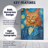Van Gogh Style Ginger Cat Portrait Colourful Expressionist Painting Canvas Wall Art Print Decor Picture Ready to Hang