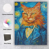 Van Gogh Style Ginger Cat Portrait Colourful Expressionist Painting Canvas Wall Art Print Decor Picture Ready to Hang