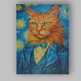 Van Gogh Style Ginger Cat Portrait Colourful Expressionist Painting Canvas Wall Art Print Decor Picture Ready to Hang