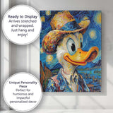 Van Gogh Style Donald Duck Colourful Artistic Portrait Canvas Wall Art Print Decor Picture Ready to Hang