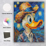 Van Gogh Style Donald Duck Colourful Artistic Portrait Canvas Wall Art Print Decor Picture Ready to Hang