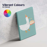 Cute Birthday Goose With Cake Whimsical Animal Illustration Canvas Wall Art Print Decor Picture Ready to Hang