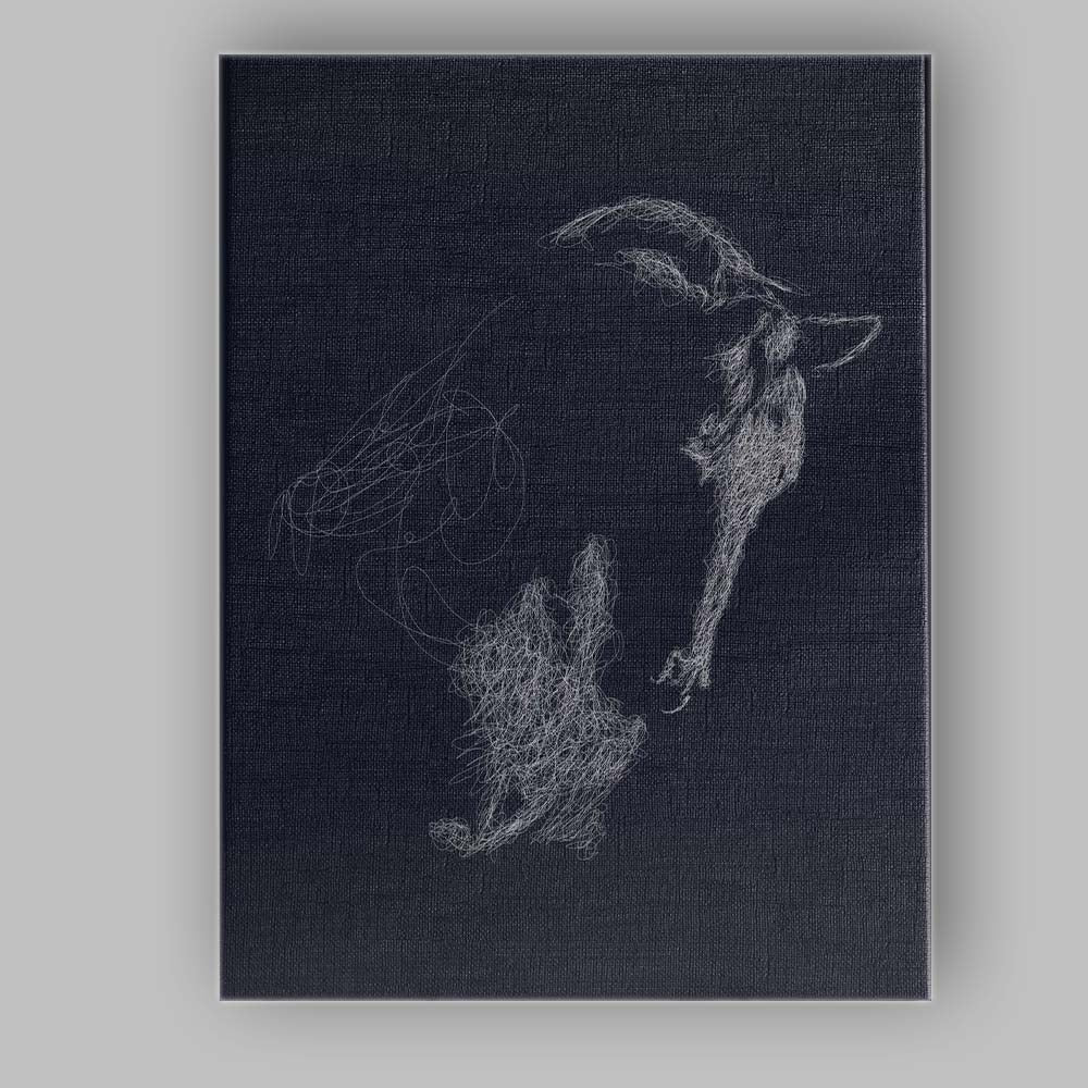 Abstract White Line Art Rooster Sketch Dark Background Canvas Wall Art Print Decor Picture Ready to Hang