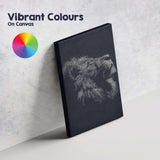 Abstract White Line Art Lion Sketch Dark Background Canvas Wall Art Print Decor Picture Ready to Hang