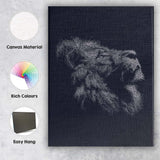 Abstract White Line Art Lion Sketch Dark Background Canvas Wall Art Print Decor Picture Ready to Hang