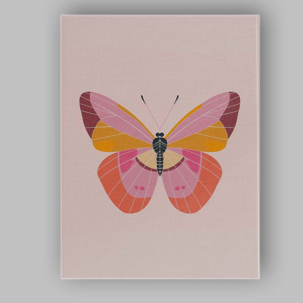 Elegant Pastel Pink Butterfly Illustration Canvas Wall Art Print Decor Picture Ready to Hang