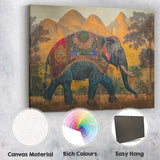 Traditional Decorated Asian Elephant Mountain Landscape Canvas Wall Art Print Decor Picture Ready to Hang