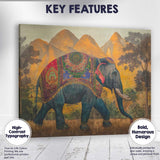 Traditional Decorated Asian Elephant Mountain Landscape Canvas Wall Art Print Decor Picture Ready to Hang
