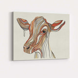 Abstract Flowing Line Art Cow Portrait Minimalist Canvas Wall Art Print Decor Picture Ready to Hang