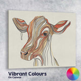 Abstract Flowing Line Art Cow Portrait Minimalist Canvas Wall Art Print Decor Picture Ready to Hang