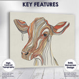 Abstract Flowing Line Art Cow Portrait Minimalist Canvas Wall Art Print Decor Picture Ready to Hang