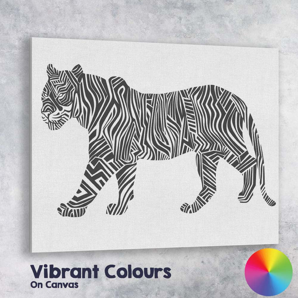 Modern Geometric Zebra Silhouette Monochrome Animal Canvas Wall Art Print Decor Picture Ready to Hang
