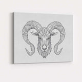 Intricate Ram Head Line Art Monochrome Wildlife Canvas Wall Art Print Decor Picture Ready to Hang