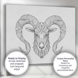 Intricate Ram Head Line Art Monochrome Wildlife Canvas Wall Art Print Decor Picture Ready to Hang