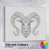 Intricate Ram Head Line Art Monochrome Wildlife Canvas Wall Art Print Decor Picture Ready to Hang