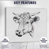 Modern Geometric Highland Cow Portrait Monochrome Canvas Wall Art Print Decor Picture Ready to Hang