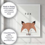 Minimalist Cute Fox Character Nursery Animal Illustration Canvas Wall Art Print Decor Picture Ready to Hang