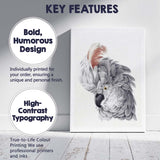 Elegant Grey Cockatoo Portrait Watercolour Bird Illustration Canvas Wall Art Print Decor Picture Ready to Hang