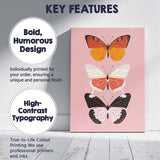 Modern Pink Orange Butterfly Collection Illustration Canvas Wall Art Print Decor Picture Ready to Hang