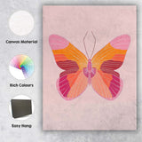 Abstract Pink Orange Geometric Butterfly Illustration Canvas Wall Art Print Decor Picture Ready to Hang