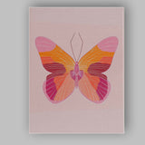 Abstract Pink Orange Geometric Butterfly Illustration Canvas Wall Art Print Decor Picture Ready to Hang