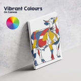 Abstract Geometric Colour Block Cow Line Art Canvas Wall Art Print Decor Picture Ready to Hang