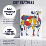 Abstract Geometric Colour Block Cow Line Art Canvas Wall Art Print Decor Picture Ready to Hang