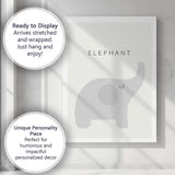 Scandinavian Grey Elephant Nursery Animal Illustration Canvas Wall Art Print Decor Picture Ready to Hang