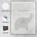 Scandinavian Grey Elephant Nursery Animal Illustration Canvas Wall Art Print Decor Picture Ready to Hang