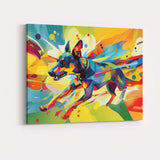Vibrant Abstract Geometric Running Dog Pop Art Canvas Wall Art Print Decor Picture Ready to Hang