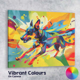 Vibrant Abstract Geometric Running Dog Pop Art Canvas Wall Art Print Decor Picture Ready to Hang