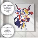 Modern Colour Block Cow Portrait Abstract Illustration Canvas Wall Art Print Decor Picture Ready to Hang