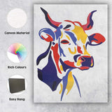 Modern Colour Block Cow Portrait Abstract Illustration Canvas Wall Art Print Decor Picture Ready to Hang