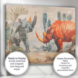 Watercolour African Rhinoceros Safari Wildlife Painting Canvas Wall Art Print Decor Picture Ready to Hang