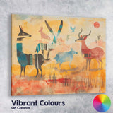 Modern Abstract Safari Animals Desert Illustration Canvas Wall Art Print Decor Picture Ready to Hang