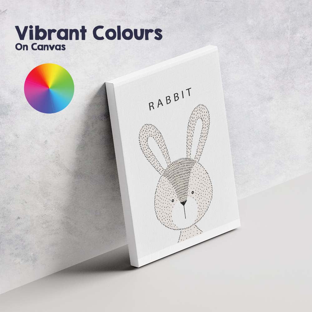 Minimalist Scandinavian Rabbit Nursery Animal Illustration Canvas Wall Art Print Decor Picture Ready to Hang