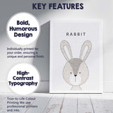 Minimalist Scandinavian Rabbit Nursery Animal Illustration Canvas Wall Art Print Decor Picture Ready to Hang