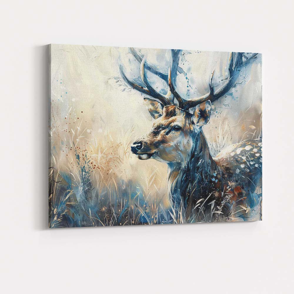 Expressive Watercolour Woodland Deer Portrait Canvas Wall Art Print Decor Picture Ready to Hang