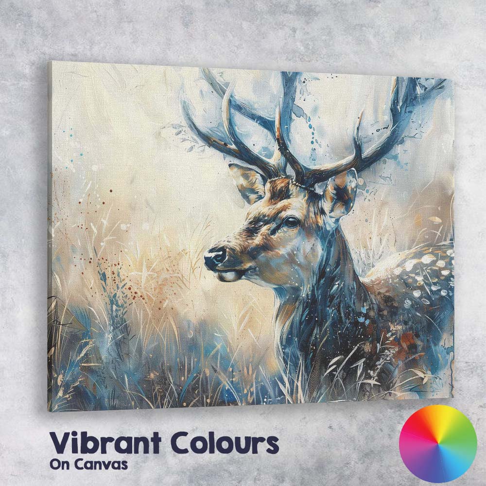Expressive Watercolour Woodland Deer Portrait Canvas Wall Art Print Decor Picture Ready to Hang