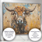 Rustic Highland Cow Textured Palette Knife Painting Canvas Wall Art Print Decor Picture Ready to Hang